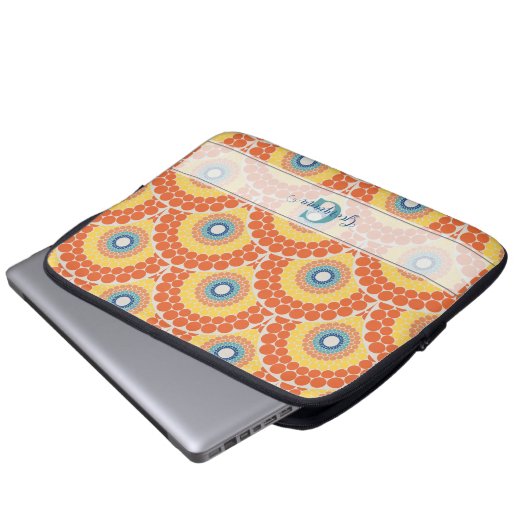 Mit Monogramm Art Deco Sommer Radiant Mandala Laptopschutzhülle (Vorne Knopf)
