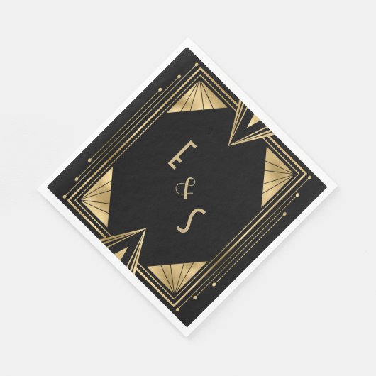 Mit Monogramm Art Deko Wedding Party Serviette (Ecke)