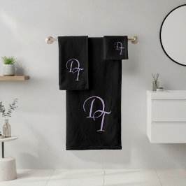 Mit Monogramm Auberginenfarbe Badhandtuch Set