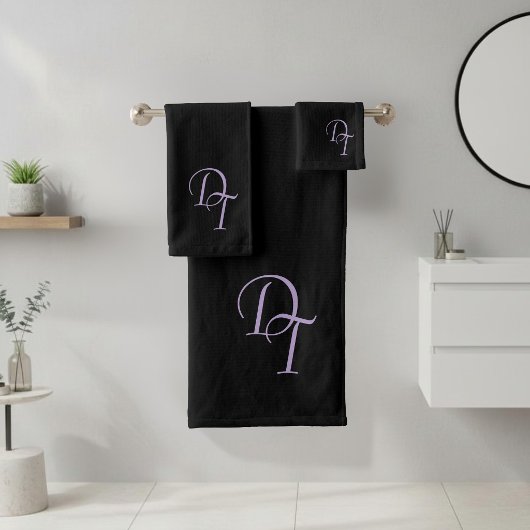 Mit Monogramm Auberginenfarbe Badhandtuch Set