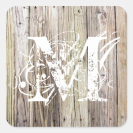 Mit Monogramm Aufkleber aus gewittertem Holz