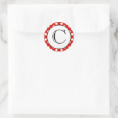 Mit Monogramm Aufkleber für Rot und Weiß Polka Dot (Tasche)