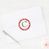 Mit Monogramm Aufkleber für Rot und Weiß Polka Dot (Umschlag)