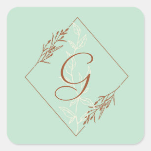 Mit Monogramm Aufkleber mit blauem und braunem Qua