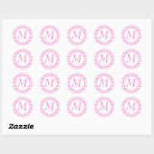 Mit Monogramm Aufkleber mit rosa Streifen (Blatt)