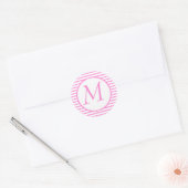 Mit Monogramm Aufkleber mit rosa Streifen (Umschlag)