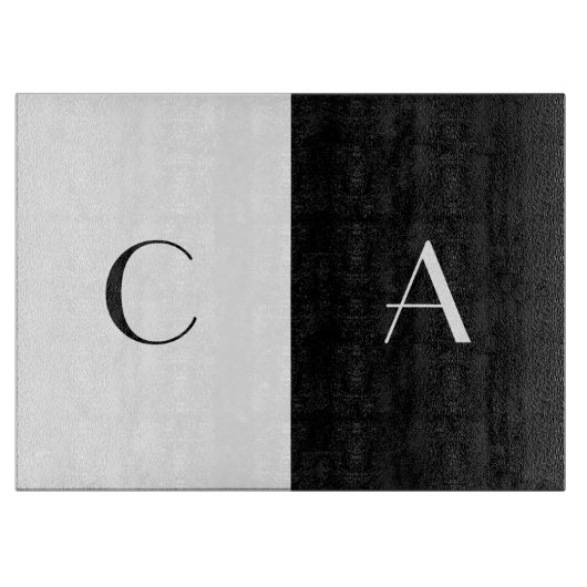 Mit Monogramm Ausschnitt-Schwarzweiss-Brett Schneidebrett (Vorderseite)