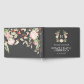 Mit Monogramm australische Blume Gray & Pink Weddi Gästebuch (Voll)
