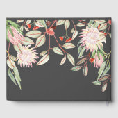 Mit Monogramm australische Blume Gray & Pink Weddi Gästebuch (Rückseite)