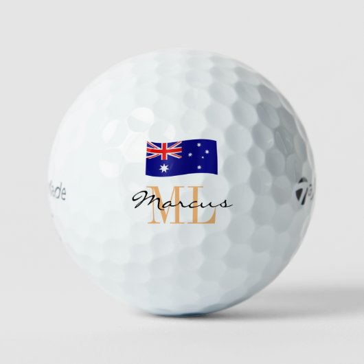 Mit Monogramm australische Flag & Aussie Golf Ball (Vorderseite)