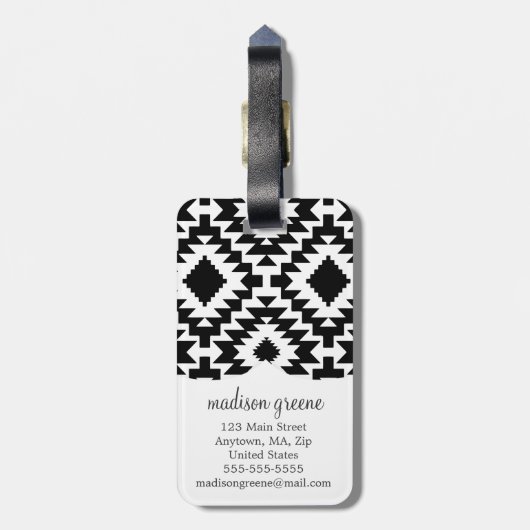 Mit Monogramm Aztekastenstudial Gepäckanhänger (Rückseite vertikal)