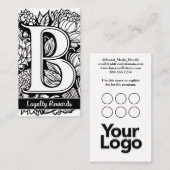 Mit Monogramm B Floral Black and White Company Log Visitenkarte (Vorne/Hinten)