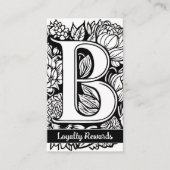 Mit Monogramm B Floral Black and White Company Log Visitenkarte (Vorderseite)