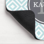 Mit Monogramm Baby Blue Geometric Diamond Muster Mousepad (Ecke)
