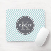 Mit Monogramm Baby Blue Geometric Diamond Muster Mousepad (Mit Mouse)