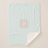 Mit Monogramm Baby Blue Geometric Muster Sherpadecke (Vorderseite)