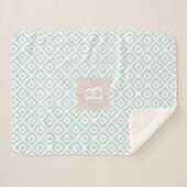Mit Monogramm Baby Blue Geometric Muster Sherpadecke (Vorderseite (Horizontal))