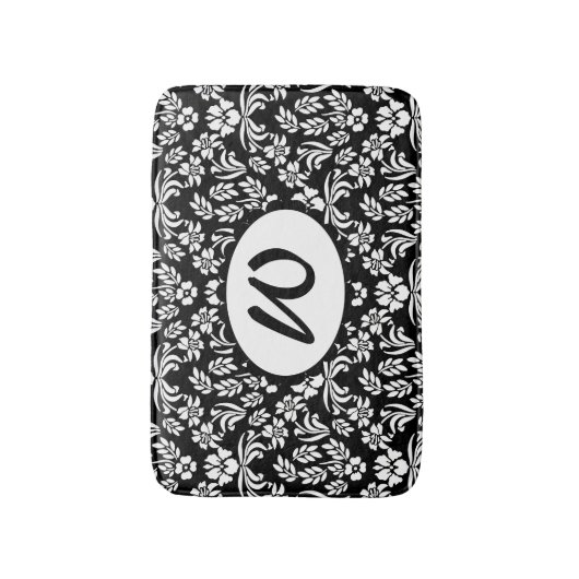 Mit Monogramm Bademantel mit schwarzem und weißem Badematte (Vorderseite Vertikal)