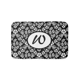 Mit Monogramm Bademantel mit schwarzem und weißem  Badematte
