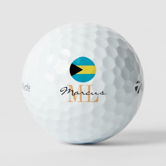 Mit Monogramm Bahamas Flag & Bahamas Golf Balls Golfball (Vorderseite)