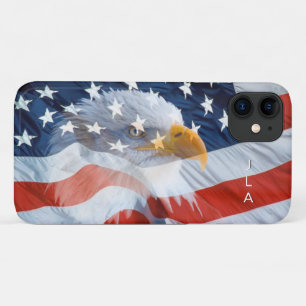 Mit Monogramm Bald Eagle American Flag Patriotic Case-Mate iPhone Hülle