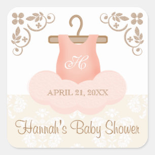 MIT MONOGRAMM BALLERINA TUTU GASTGESCHENK ETIKETT QUADRATISCHER AUFKLEBER