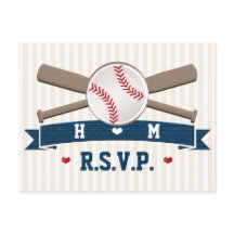 Mit Monogramm Baseball-Hochzeit-RSVP-Postkarte