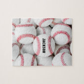 Mit Monogramm Baseball-Pile-Foto Nah-up Puzzle (Horizontal)