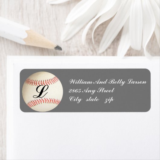 MIT MONOGRAMM BASEBALL, - RÜCKSENDEADRESSEN-AUFKLE (Insitu)