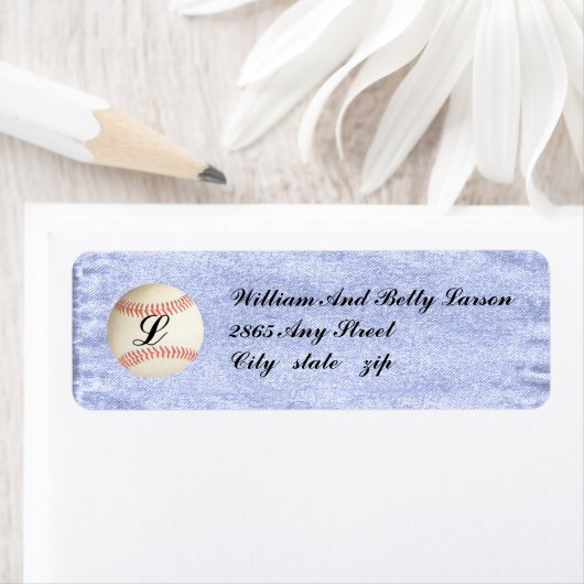 MIT MONOGRAMM BASEBALL, - RÜCKSENDEADRESSEN-AUFKLE (Insitu)