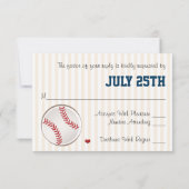 MIT MONOGRAMM BASEBALL-WEDING-ANTWORTKARTEN RSVP KARTE (Rückseite)