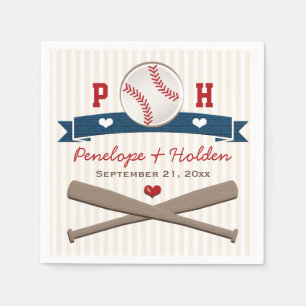 MIT MONOGRAMM BASEBALL WEDING SERVIETTE