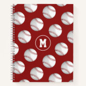 mit Monogramm Baseballmuster Notizblock (Vorderseite)