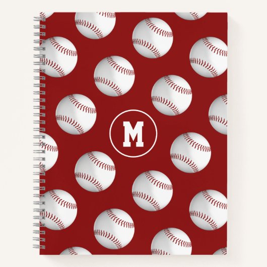 mit Monogramm Baseballmuster Notizblock (Vorderseite)