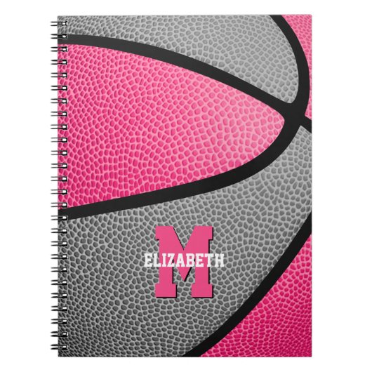 mit Monogramm Basketball-Basketball, pink-grau Notizblock (Vorderseite)