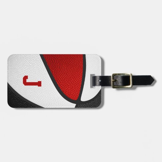 mit Monogramm Basketball Gepäckanhänger (Vorderseite horizontal)