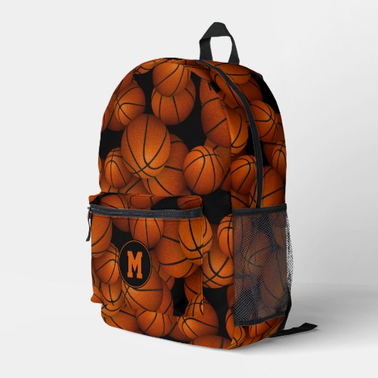 Mit Monogramm Basketballmuster Bedruckter Rucksack (Rückseitige Ecke Rechts)