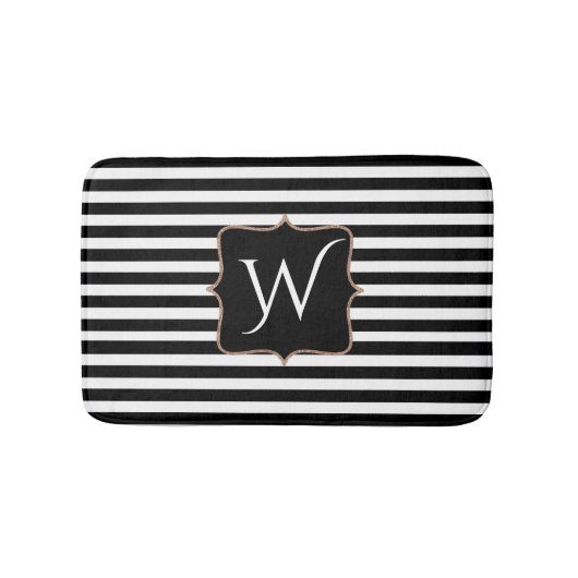 Mit Monogramm Bath-matte, schwarz und weiß gestric Badematte (Vorderseite)