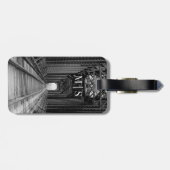 Mit Monogramm Baumbrücke in Schwarz-Weiß Gepäckanhänger (Rückseite horizontal)