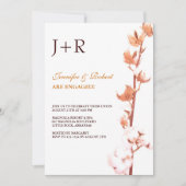 Mit Monogramm Baumwollpflanze Verlobung Einladung (Vorderseite)