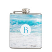 Mit Monogramm Beach Theme Hochzeitsflasche Flachmann (Vorderseite)