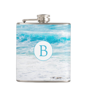 Mit Monogramm Beach Theme Hochzeitsflasche Flachmann