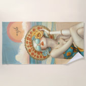 Mit Monogramm Beach Vibes Summer Glamour Girl Strandtuch (Vorderseite)