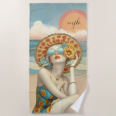 Mit Monogramm Beach Vibes Summer Glamour Girl Strandtuch (Vorderseite)