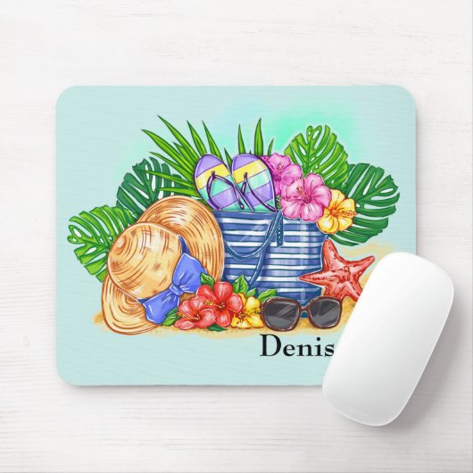 Mit Monogramm Beachy Summer Mouse Pad Mousepad (Mit Mouse)