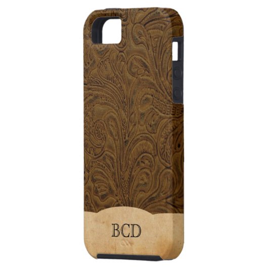 Mit Monogramm bearbeitetes lederner Case-Mate iPhone Hülle (Rückseite Links)