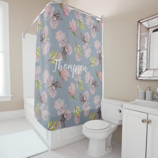 Mit Monogramm Beautiful attraktive moderne Retrobl Duschvorhang (Beispiel)