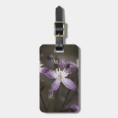 Mit Monogramm Beautiful Lila Clematis Blume Gepäckanhänger (Vorderseite vertikal)
