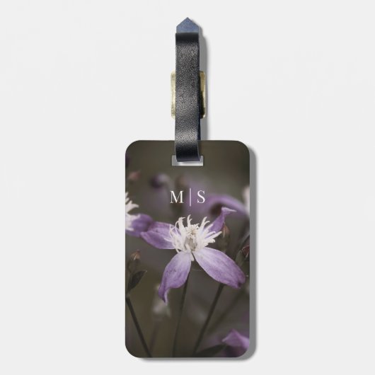 Mit Monogramm Beautiful Lila Clematis Blume Gepäckanhänger (Rückseite vertikal)
