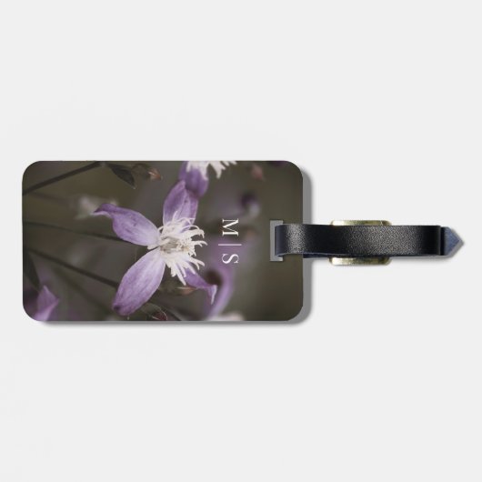 Mit Monogramm Beautiful Lila Clematis Blume Gepäckanhänger (Rückseite horizontal)